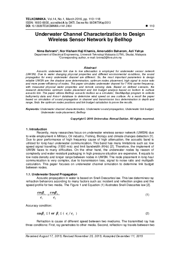 (PDF) Underwater Channel Characterization to Design Wireless Sensor ...
