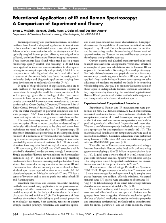 (PDF) Educational Applications of Infrared and Raman Spectroscopy: A ...