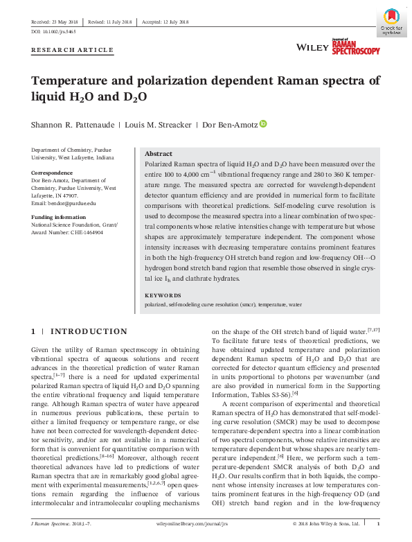 (PDF) Temperature and polarization dependent Raman spectra of liquid ...