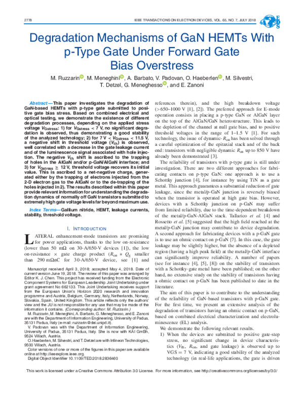 (PDF) Degradation Mechanisms of GaN HEMTs With p-Type Gate Under ...
