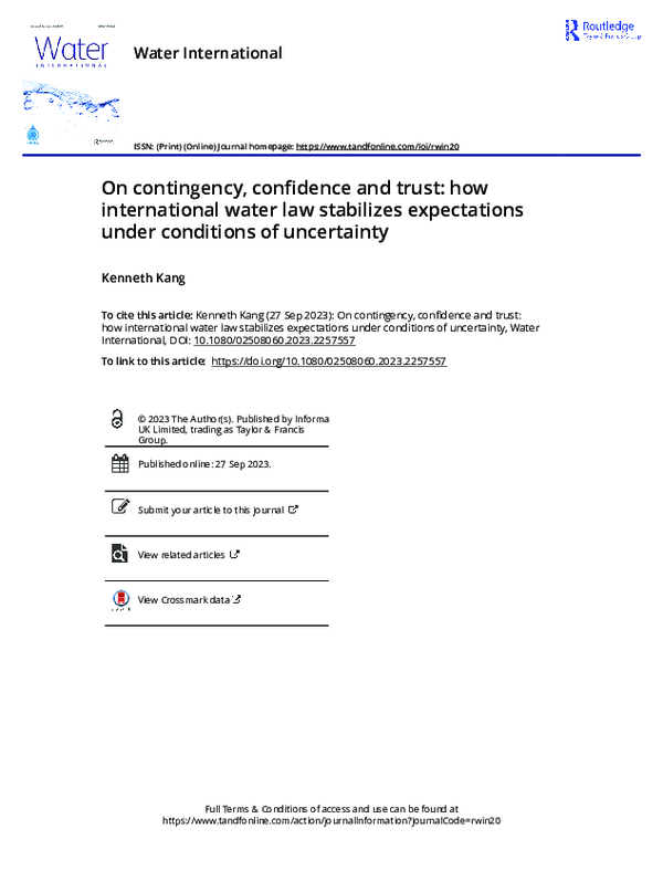 (PDF) On contingency, confidence and trust: how international water law ...