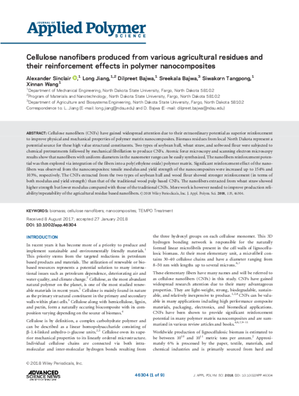 (PDF) Cellulose nanofibers produced from various agricultural residues ...