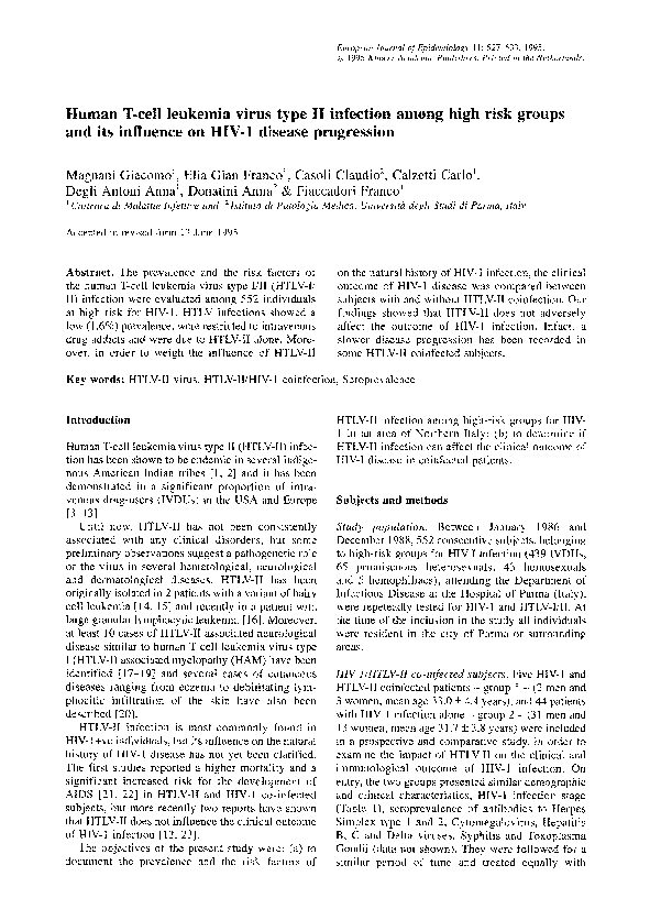 Picture of (PDF) Human T-cell leukemia virus type II infection among high risk ...