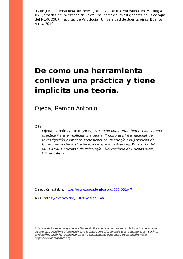 (PDF) De Como Una Herramienta Conlleva Una Práctica y Tiene Implícita ...