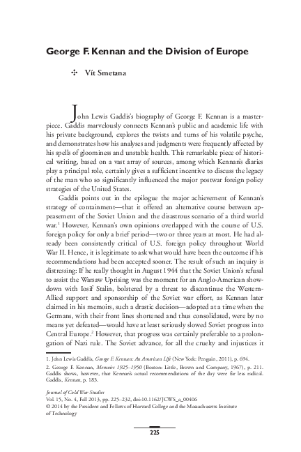 (PDF) George F. Kennan and the Division of Europe