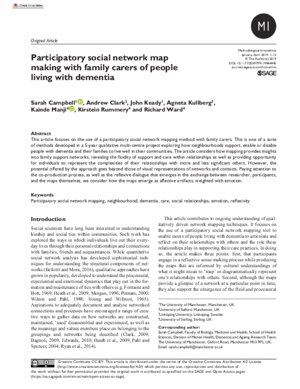 (PDF) Participatory social network map making with family carers of ...
