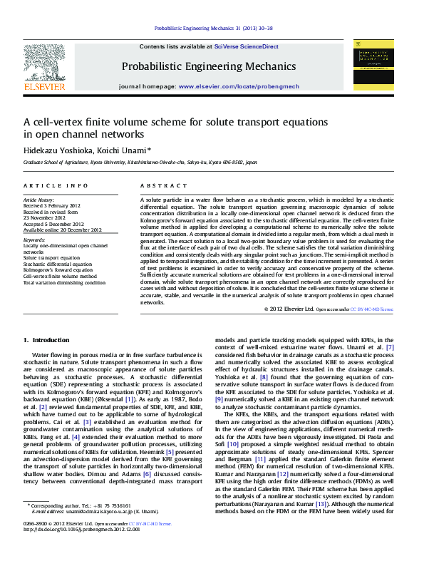 (PDF) A cell-vertex finite volume scheme for solute transport equations ...