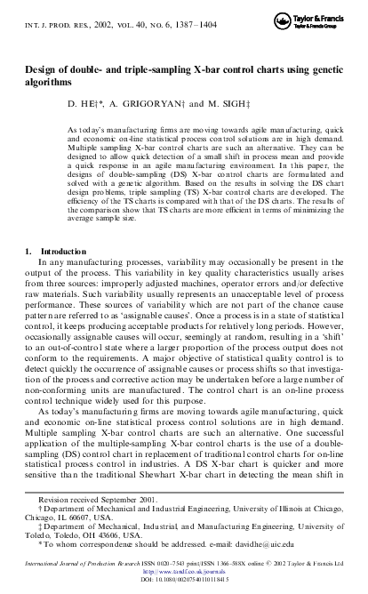(PDF) Design of double- and triple-sampling X-bar control charts using ...
