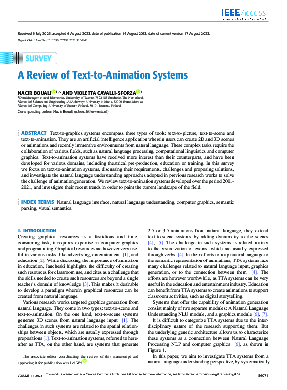 (PDF) A Review of Text-to-Animation Systems