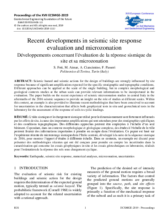 (PDF) Recent developments in seismic site response evaluation and ...