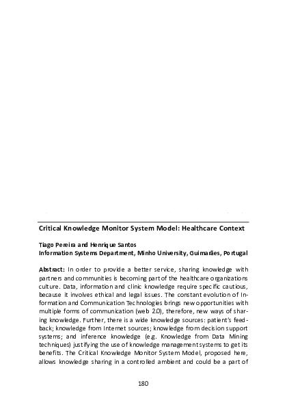 (PDF) Critical Knowledge Monitor System Model: healthcare context