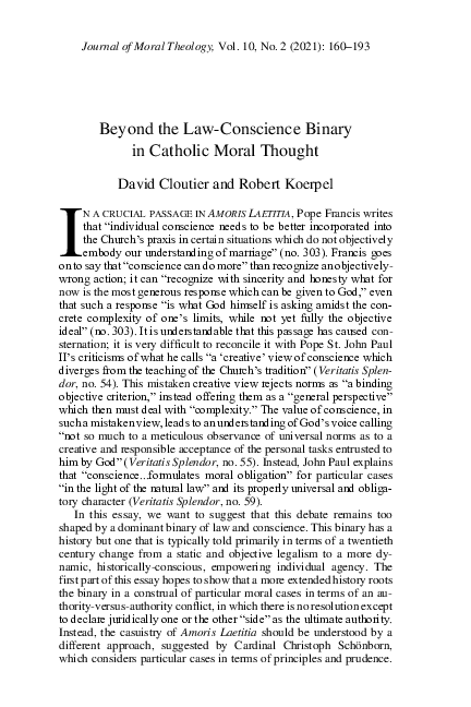 (PDF) Beyond the Law-Conscience Binary in Catholic Moral Thought