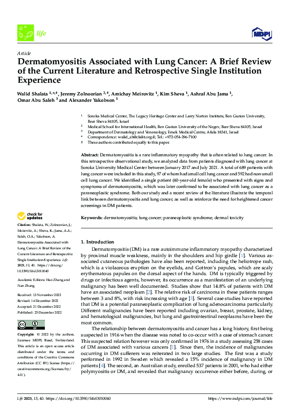 (PDF) Dermatomyositis Associated with Lung Cancer: A Brief Review of ...