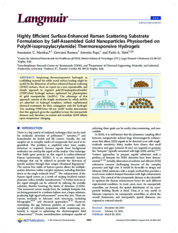 (PDF) Highly efficient surface enhanced Raman scattering with ZnS@Fe 3 ...