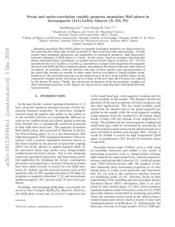(PDF) Strain and onsite-correlation tunable quantum anomalous Hall ...
