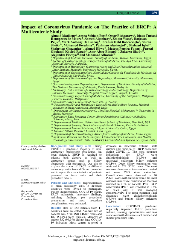 (PDF) Impact of Coronavirus Pandemic on The Practice of ERCP: A ...