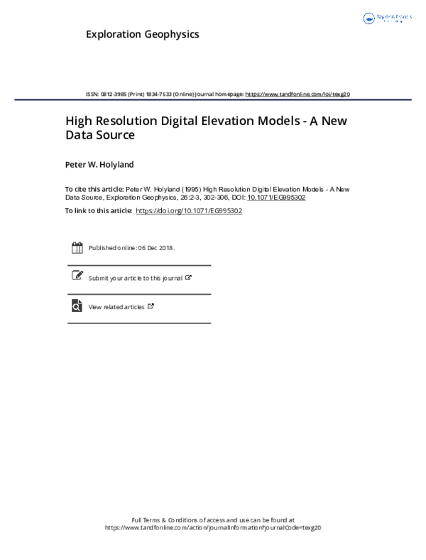 (PDF) High resolution digital elevation models ? A new data source