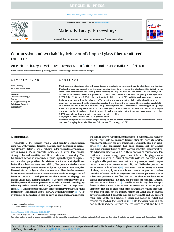 (PDF) Compression and workability behavior of chopped glass fiber ...