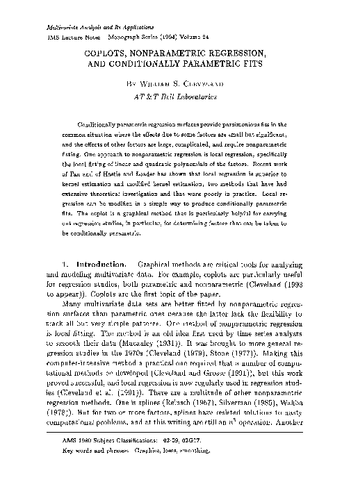 (PDF) Coplots, nonparametric regression, and conditionally parametric fits