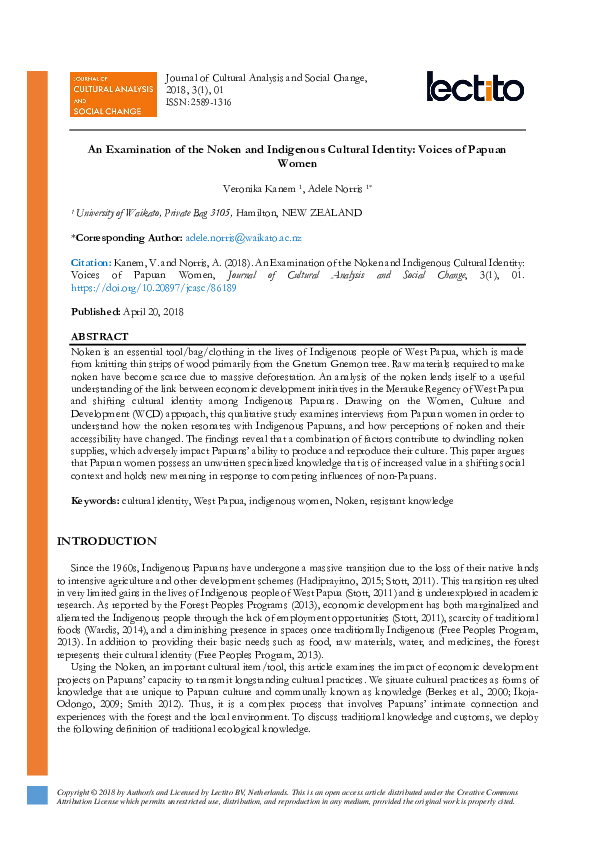 (PDF) An Examination of the Noken and Indigenous Cultural Identity ...