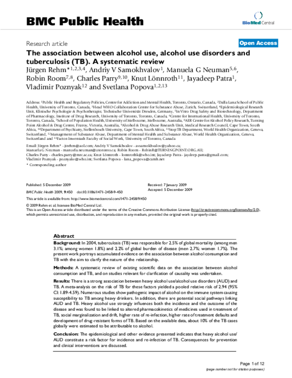 (PDF) The association between alcohol use, alcohol use disorders and ...