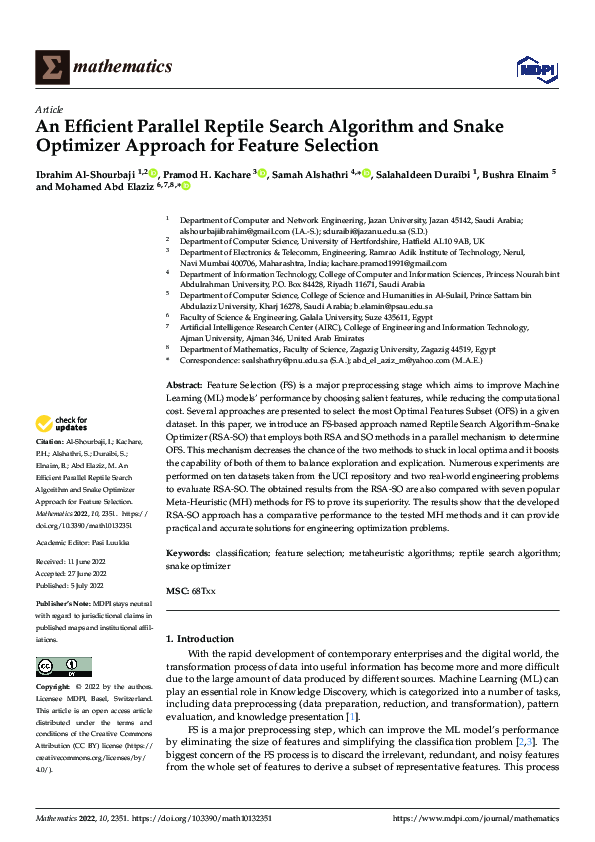 (PDF) An Efficient Parallel Reptile Search Algorithm and Snake ...