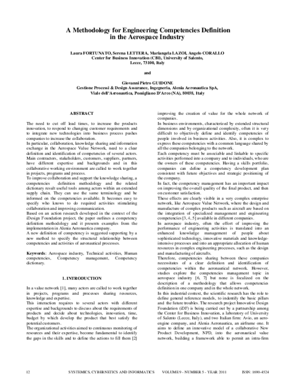 (PDF) A Methodology for Engineering Competencies Definition in the ...