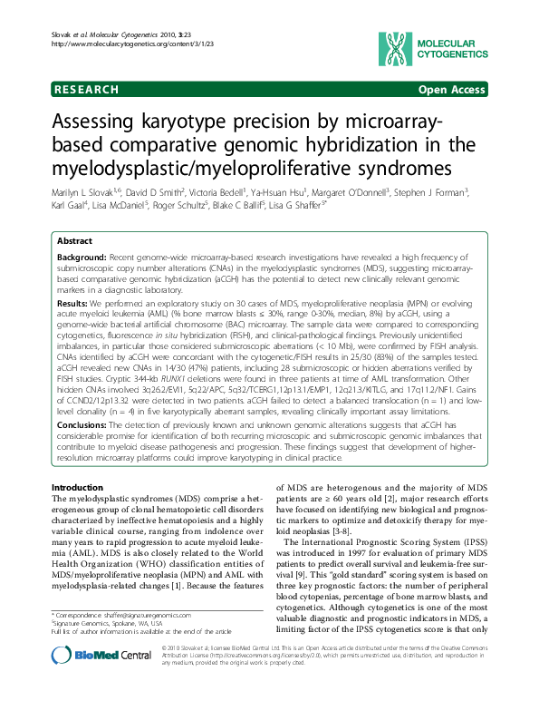 (PDF) Assessing karyotype precision by microarray-based comparative ...