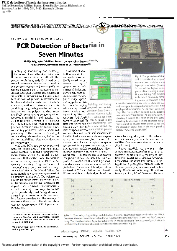 (PDF) PCR Detection of Bacteria in Seven Minutes