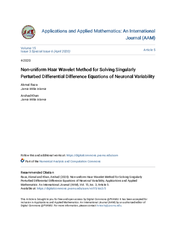 (PDF) Non-uniform Haar Wavelet Method for Solving Singularly Perturbed ...