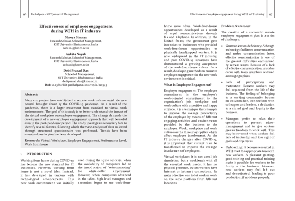 (PDF) Effectiveness of Employee Engagement during WFH in IT industry