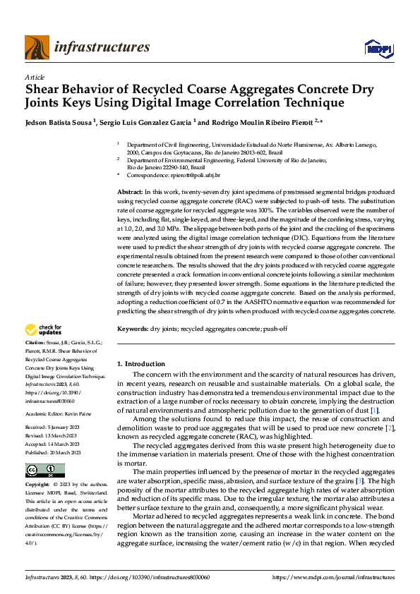 (PDF) Shear Behavior of Recycled Coarse Aggregates Concrete Dry Joints ...
