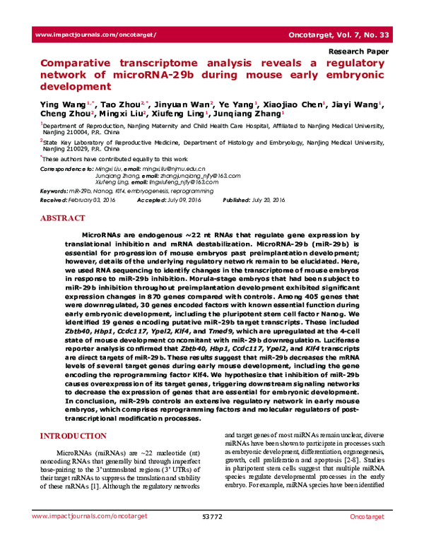 (PDF) Comparative transcriptome analysis reveals a regulatory network ...
