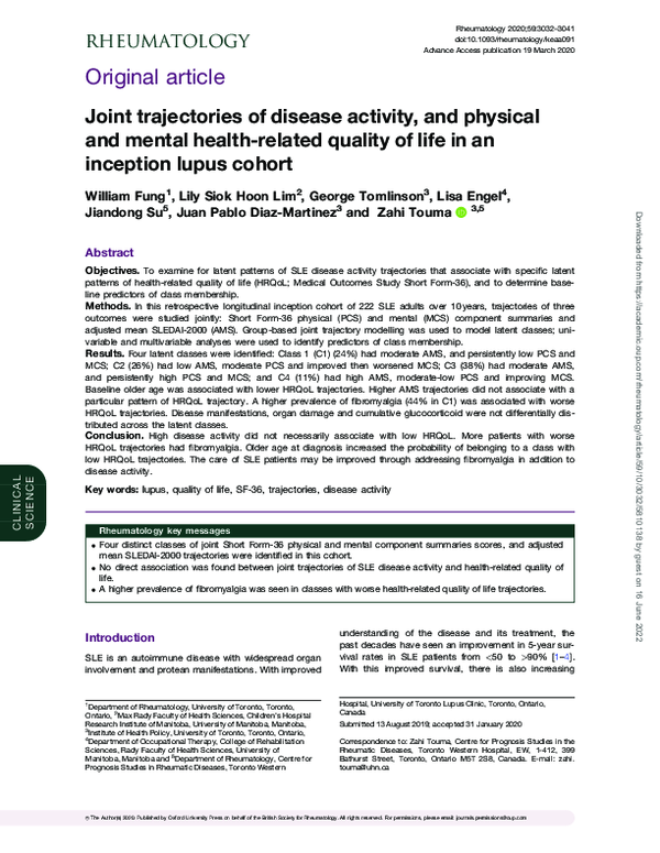 (PDF) Joint trajectories of disease activity, and physical and mental ...