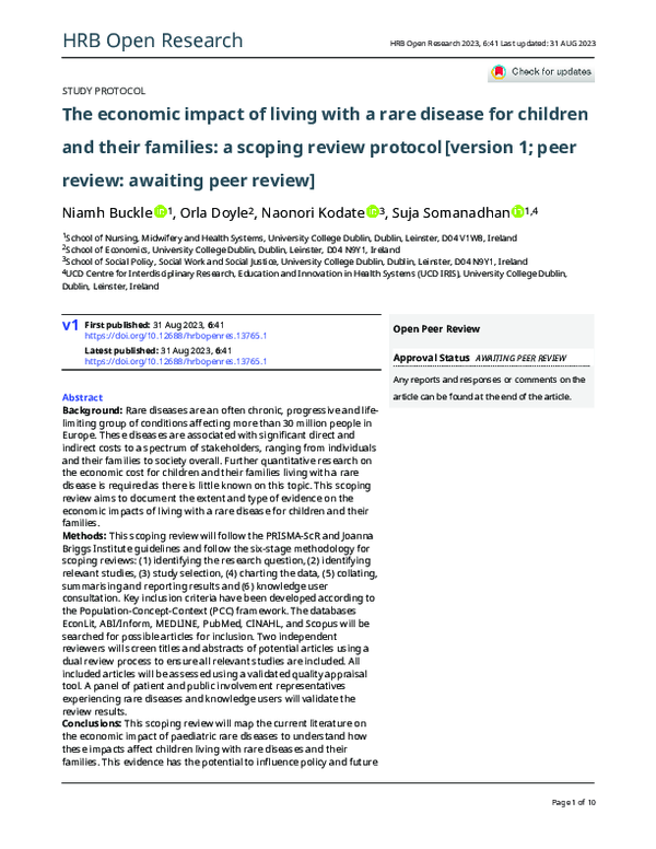(PDF) The economic impact of living with a rare disease for children ...