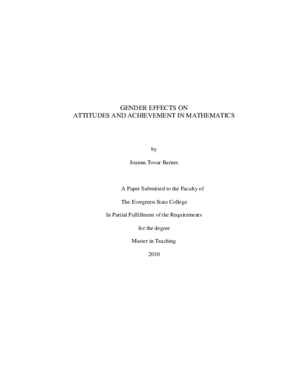 (PDF) Gender Effects on Attitudes and Achievement in Mathematics