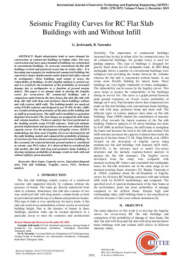 (PDF) Seismic Fragility Curves for RC Flat Slab Buildings with and ...