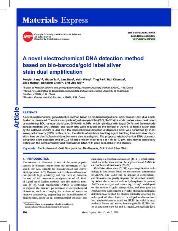 (PDF) A novel electrochemical DNA detection method based on bio-barcode ...