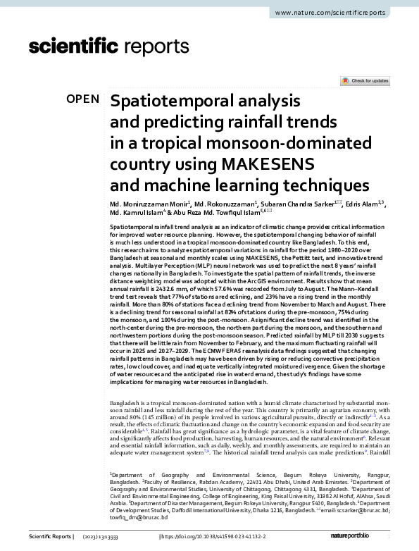 (PDF) Spatiotemporal analysis and predicting rainfall trends in a ...