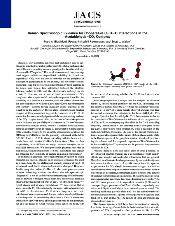 (PDF) Raman Spectroscopic Evidence for Cooperative C−H···O Interactions ...