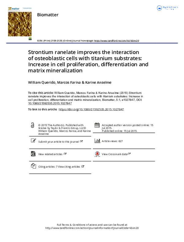 (PDF) Strontium ranelate improves the interaction of osteoblastic cells ...