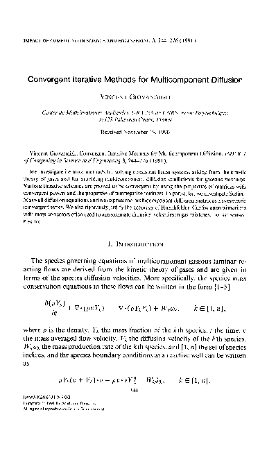 (PDF) Convergent iterative methods for multicomponent diffusion