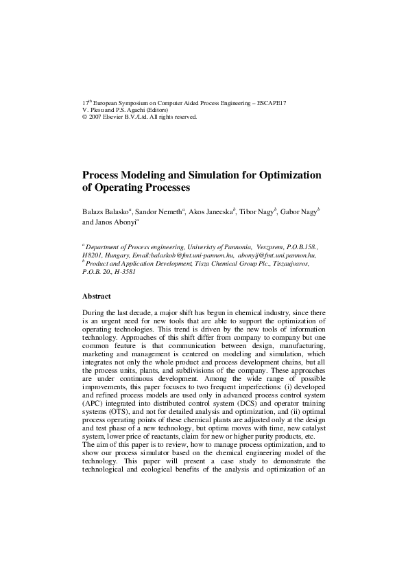 (PDF) 7 th European Symposium on Computer Aided Process Engineering ...