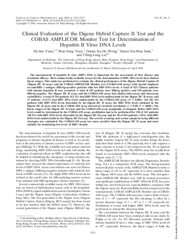 (PDF) Clinical Evaluation of the Digene Hybrid Capture II Test and the ...