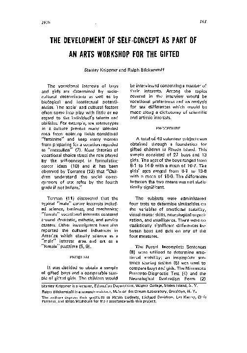(PDF) The Development Of Self-Concept As Part Of An Arts Workshop For ...
