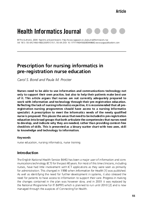 (PDF) Prescription for nursing informatics in pre-registration nurse ...