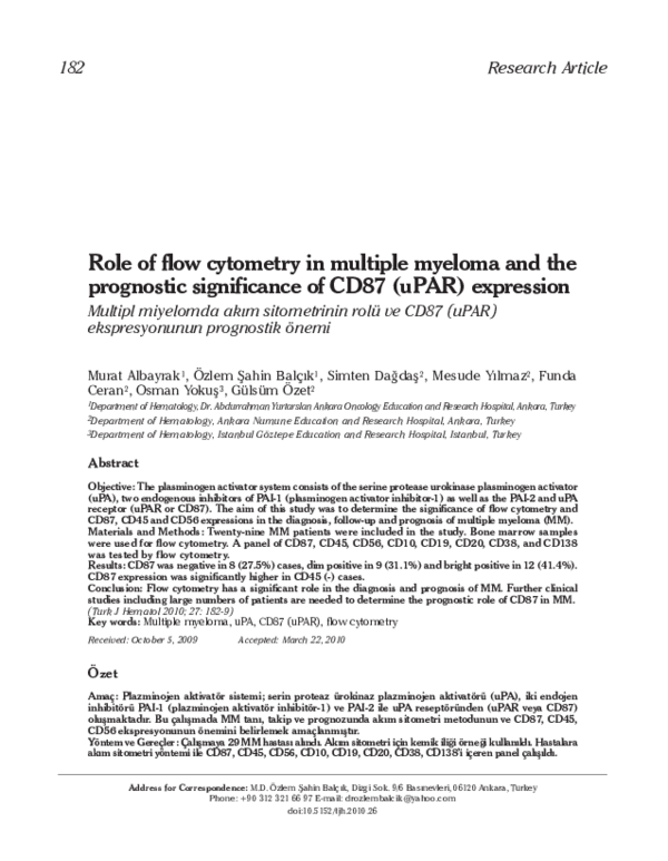 (PDF) Role of flow cytometry in multiple myeloma and the prognostic ...