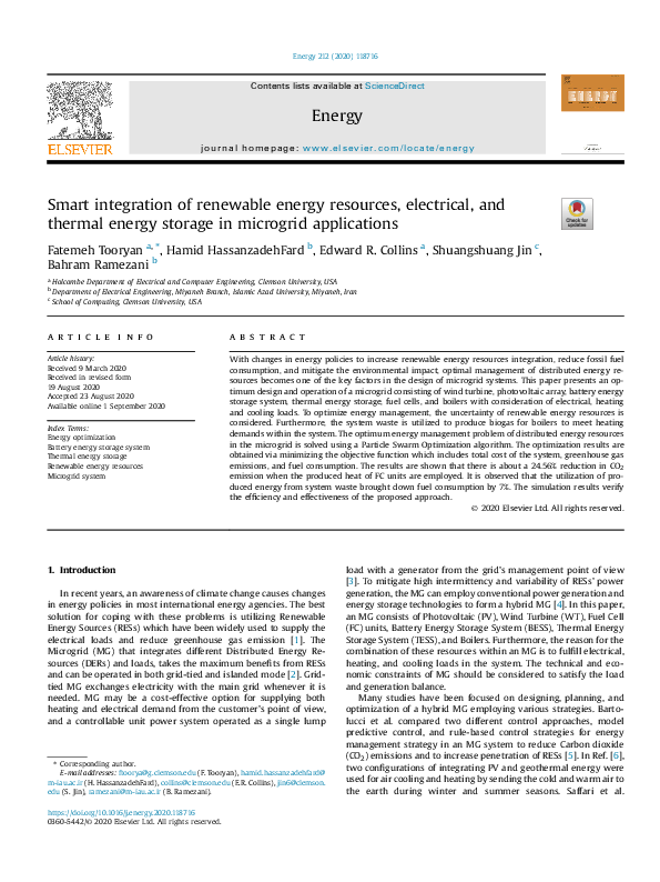 (PDF) Smart integration of renewable energy resources, electrical, and ...