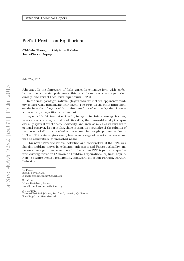 (PDF) Perfect Prediction Equilibrium | Ghislain Fourny - Academia.edu