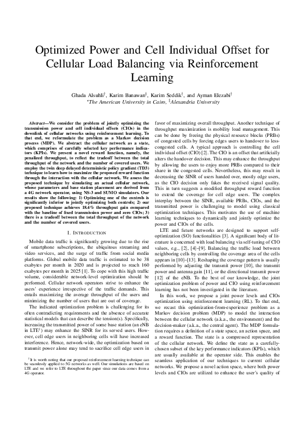 (PDF) Optimized Power and Cell Individual Offset for Cellular Load ...